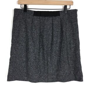 LOFT Skirt Wool Silk Bow Mini Tweed Pleated Career Minimalist Neutral Size 6